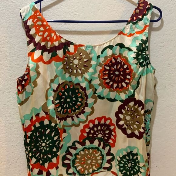 Escada Women's Size 42 100% Silk Multicolor Graphic Cute Floral Sleeveless Top - Picture 7 of 7